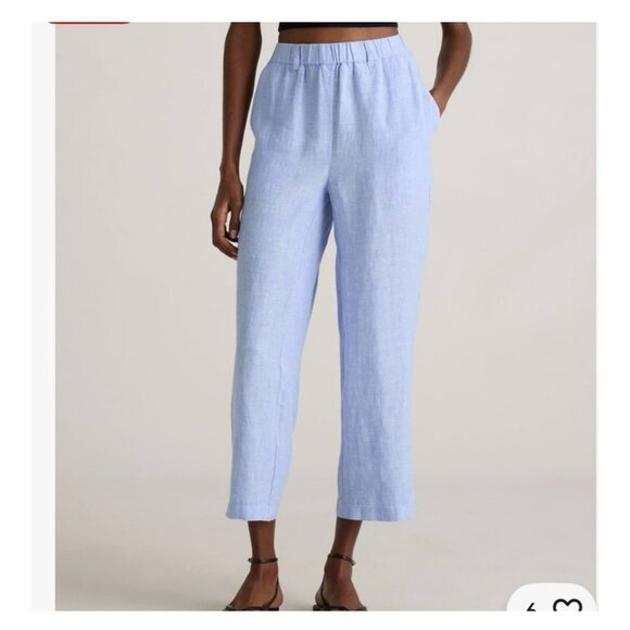 Quince Womens XL Flax Fiber Linen Pants Elastic Waist Light Blue - Picture 1 of 10